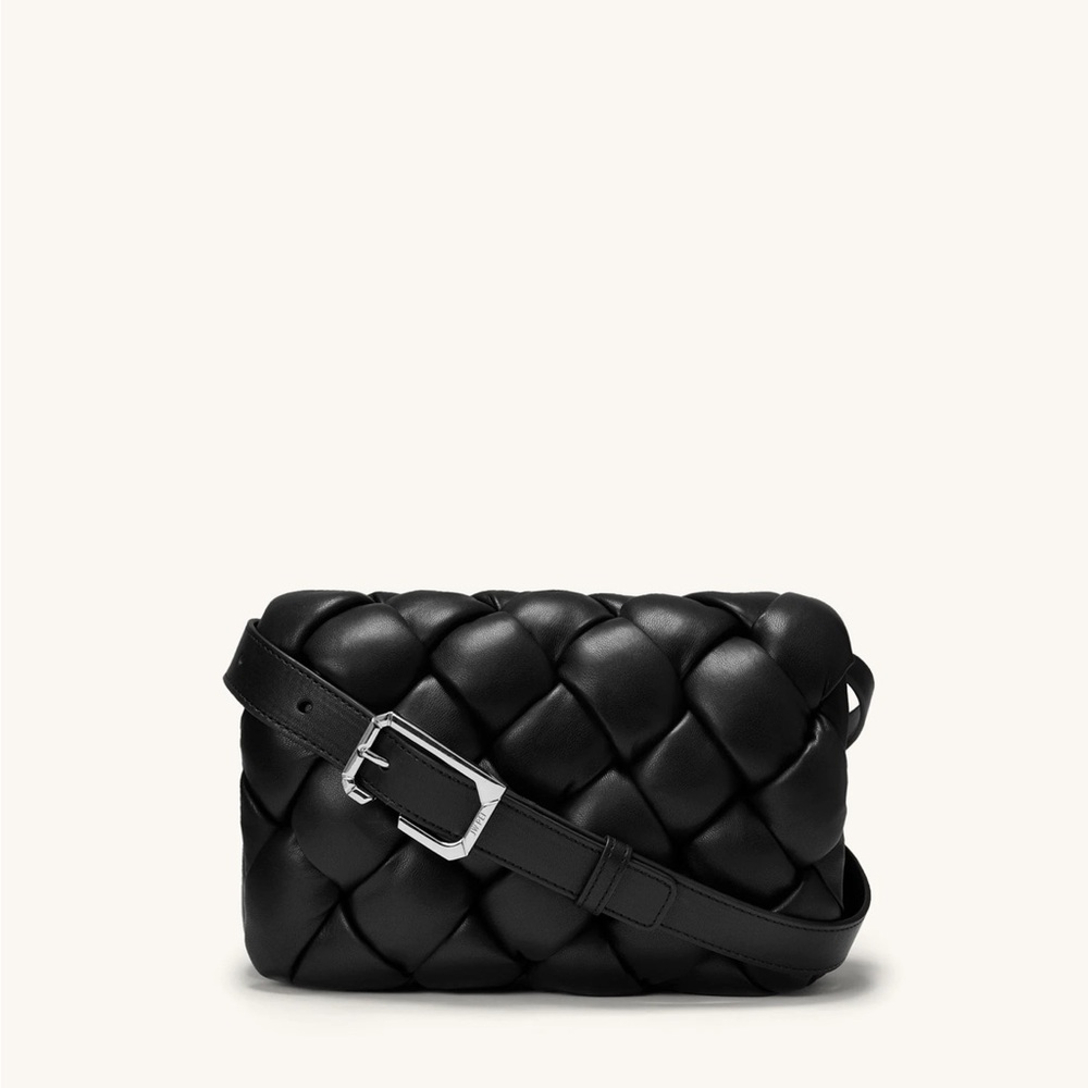 JW PEI Black Quilted Woven Crossbody Bag
